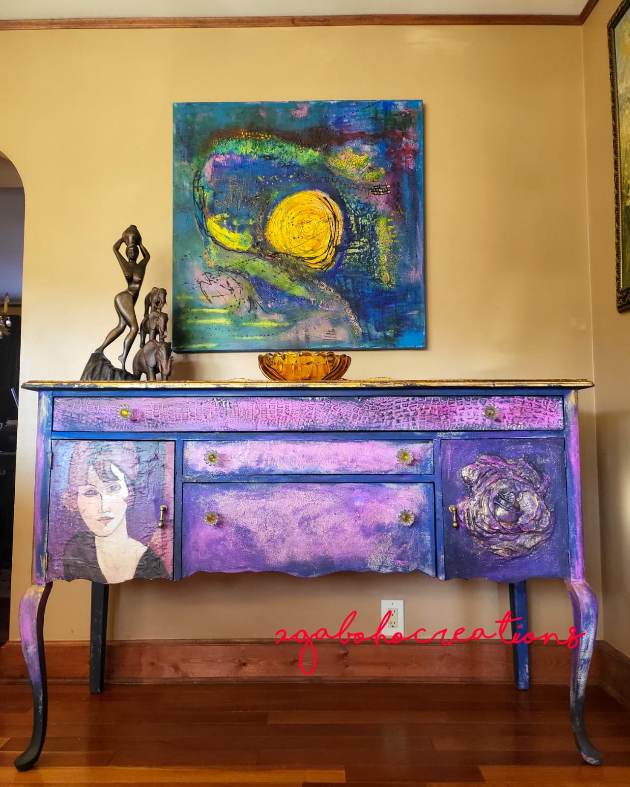 Dresser  Purple furniture, Funky painted furniture, Painted furniture